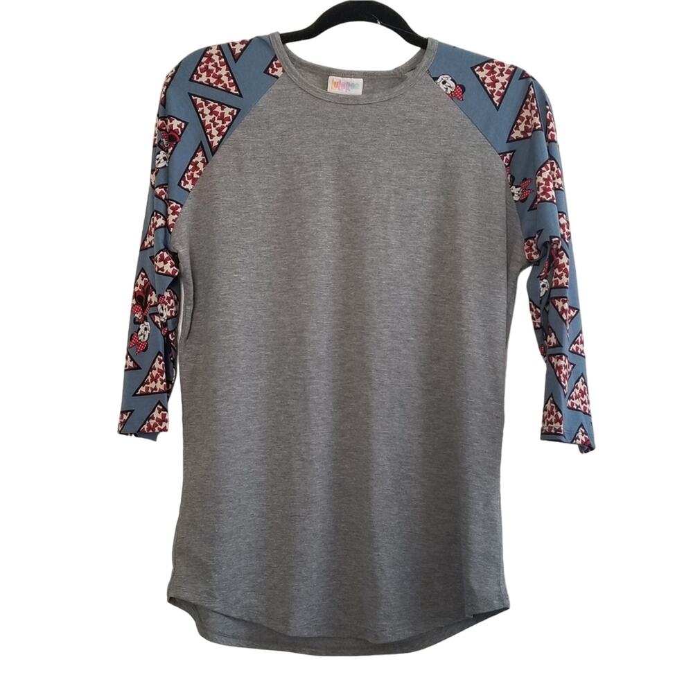LuLaRoe X Disney Minnie Mouse Randy 3/4 Sleeve Character Logo Top NWT SZ M